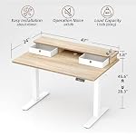 TIQLAB Standing Desk with Two Drawers, Stand Up Standing Desk Adjustable Height, Electric Sit Stand Table with Storage Shelf and Splice Board, 48 * 24 inch, Maple - Image 3