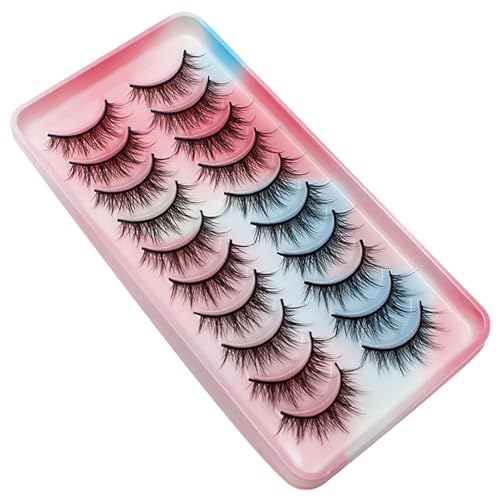 YIWEIYA False Eyelashes Faux 3D Mink Lashes Soft Lightweight Wispy Lashes Reusable Volume False Eyelashes Natural Lashes False Eye Lashes Pack 10 Pairs