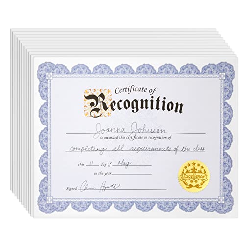 Best Paper Greetings WACHG 48 Sheets Blue Floral Certificate Of Recognition Paper For Printing With Gold Foil Sticker Seals|Customizable|Border For Graduation,Diplomacompletion Award Documents thumb #7