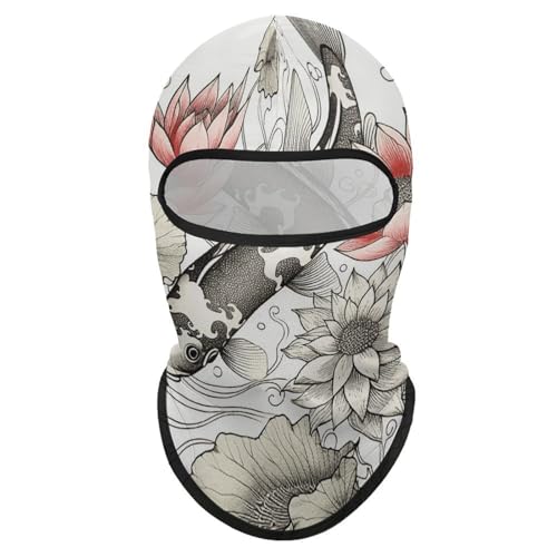 Máscara facial de pasamontaña con diseño de hojas de carpa japonesa para hombre y mujer, protección solar, transpirable, cubre todo el cabeza para senderismo, ciclismo, running y conducción miniatura 7