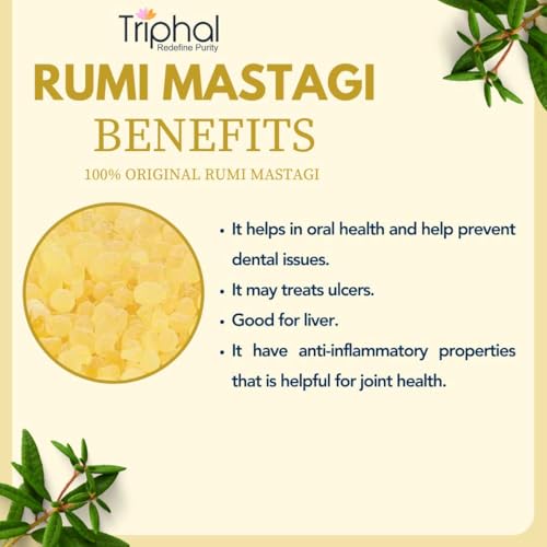 TRIPHAL Rumi Mastagi 10g - Edible Mastic Gum, Natural and Pure - Resin for Digestion & Oral Health - Preservative Free