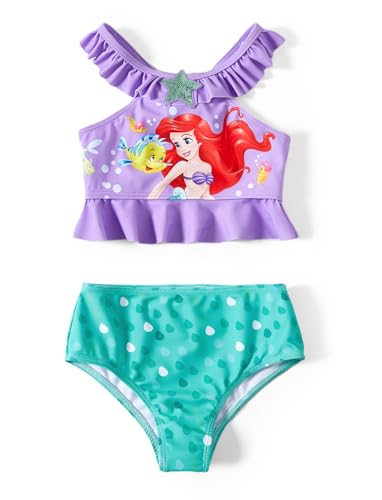 Image of Disney Elsa Princess Toddler Girls Two Piece Tankini Top and Bow Tie Bikini Bottom Beach Swimsuit Set