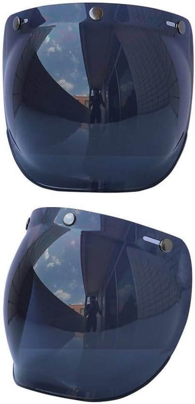 Motorcycle Helmet Bubble Visor Windshield Lens with Flip Up Bracket for 3 Snap Open Face Helmets, High Definition PC Material, Oil Proof and Dust Proof Eye Protection, Clear Rain (Dark Tan)