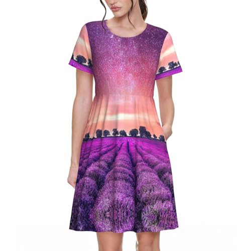 Robe d'été manches courtes au motif floral rafraîchissant EdWal