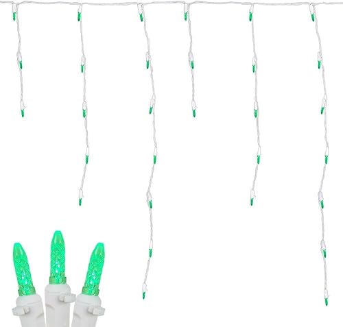 Miniatura 1 de Novedad luces, Inc. M5 Navidad LED Icicle Light Set, Cable blanco, 15 "de largo, 150 luz, Verde