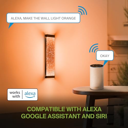 Image of ASD LED 24 inch Bubble Glass Wall Light Fixture, Outdoor & Indoor Seeded Sconce | RGBW, Smart, Up-Down Glow, Waterproof, ETL Listed | 22W 450LM 3000-5000K 100-277V | Exterior Porch Lighting | Black
