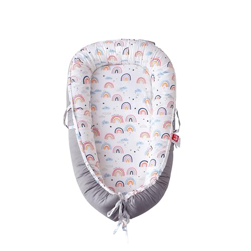 Image of Baby Lounger for Newborn 0-24 Months, Snuggle Nest for Baby Boys, Breathable & Soft Cotton Infant Lounger Cover, Portable and Lightweight Baby Cushion for Home and Travel,Grey