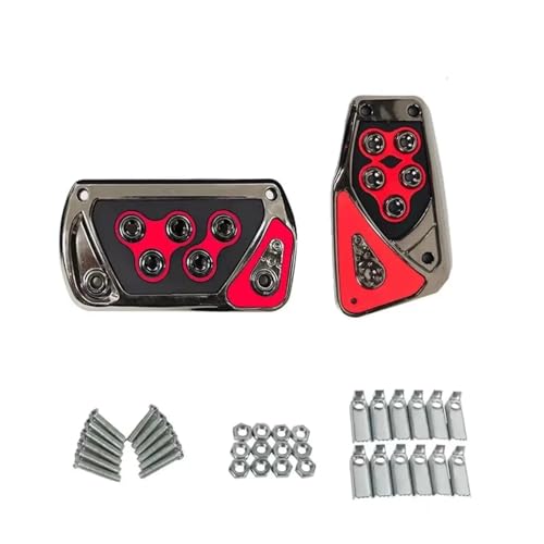 WHSDBPXP Brake Pedal Car Styling Racing Pedals Universal Automatic Set Kit car Foot Pads(Automatic Red Set)