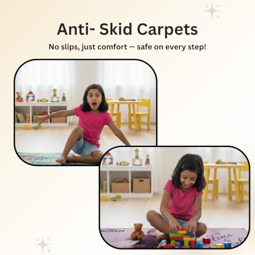 Image of Athom Living Disney Frozen Runner Carpet 2x4.5 Ft, Soft Printed Mat with Anti-Skid Backing, Durable Washable Runner for Kids Bedroom, Play Area & Playroom Decor