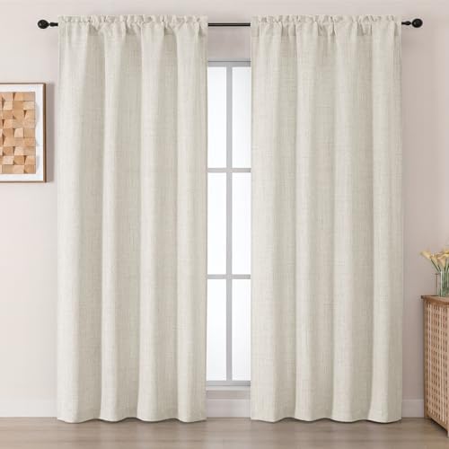 Chyhomenyc Natural Curtains 84 Inches Long 2 Panels Set, Light Fi...