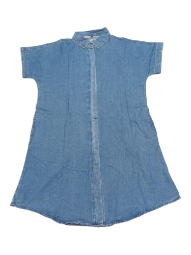Image of Agnes Orinda Women Plus Size Button Down Denim Dresses | Short Sleeve A Line Jean Dresses Pockets Midi Length Denim Shirt Dress