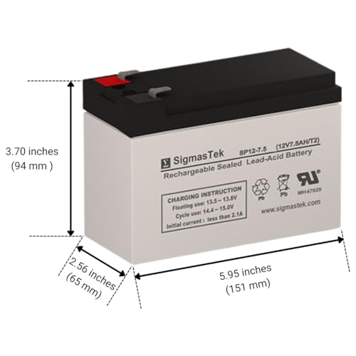 Razor E90 Compatible Scooter Battery, 12V 7.5Ah F2 by SigmasTek