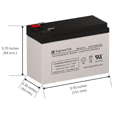 SigmasTek PCM Powercom Black Knight Pro BNT-800AP Compatible UPS Battery, 12V 7.5Ah F2