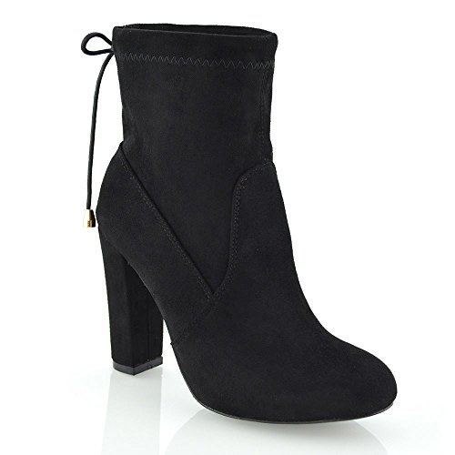 besha faux suede block heel bootie