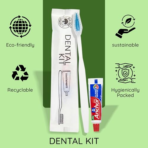 Image of Old Tree Dental Kit for Hotel (Pack of 100) - 1 Toothpaste and 1 Toothbrush Set - Hotel Amenities and Accessories
