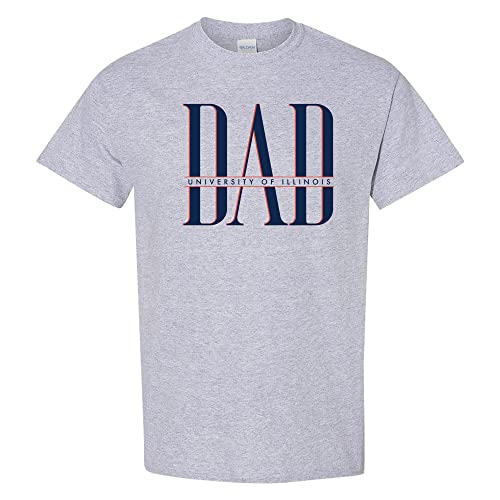 UGP Campus Apparel - AS1350 - Illinois Fighting Illini Classic Dad T Shirt - X-Large - Sport Grey