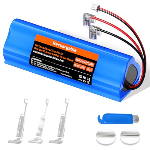 4500mAh/21.6V Aspirador húmedo/seco Batería para Tineco Floor One S3, Tineco One S3, Tineco S3, para Tineco Floor One S2, Tineco S2 Larga autonomía (1 batería + 1 Cepillo + Cinta Adhesiva 3M)