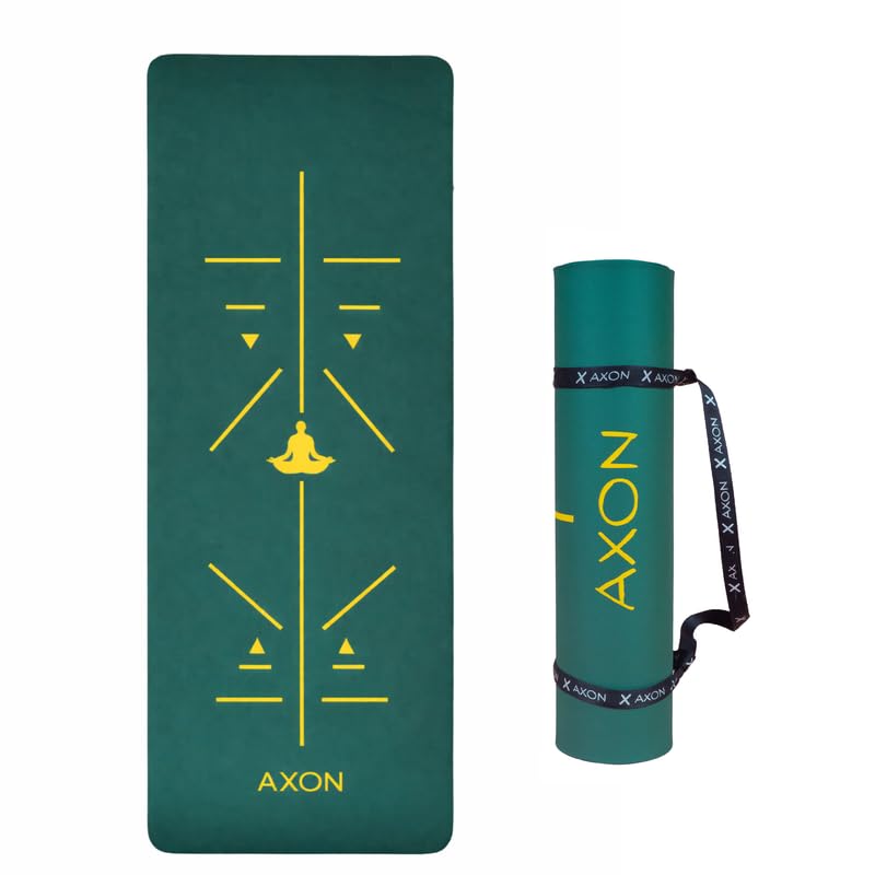 AXON 6mm Yoga Mat Green with Alignment Guidelines Carrying Strap Premium EVA Comfort Grip-image-44