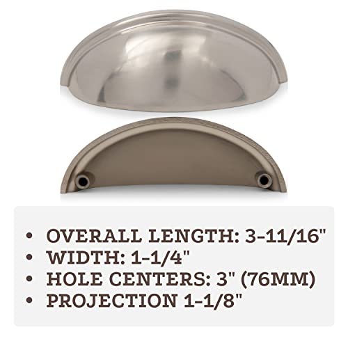 Wood Grip Aviano Collection - Modern And Sleek Cabinet Hardware Cup Pull (Satin Nickel) #TOP2