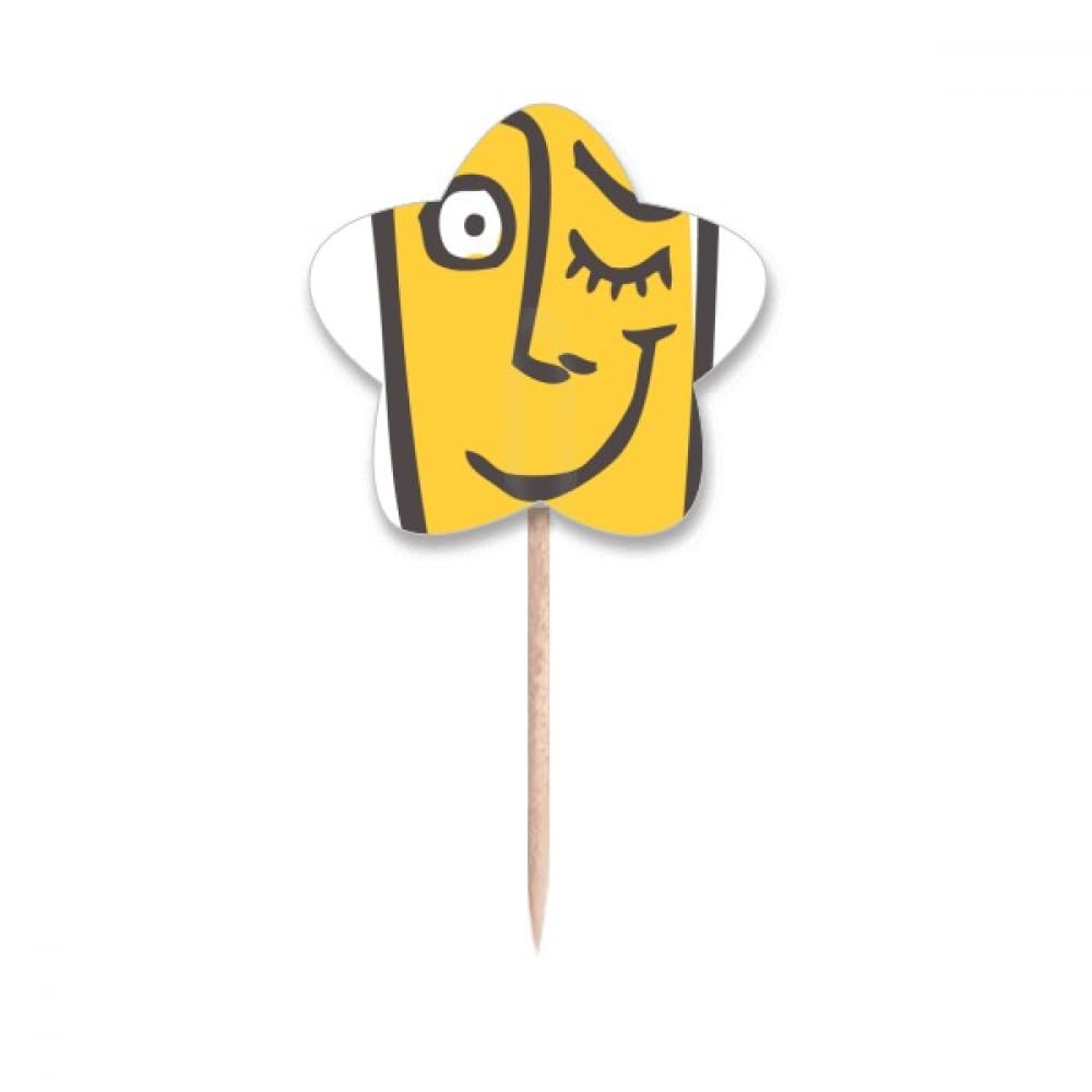 Cure-dents visage dessin animé drapeau étoile étiquette cupcake buffet