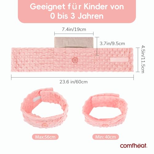 Comfheat Koliken und Gas Relief für Neugeborene und Kleinkinder, beheizte Tummy Wrap, Baby-Gürtel mit beruhigender Wärme, natürliche Hilfe für Magenverstimmung in Babys Kleinkinder, 0-3 Jahre (Rosa)