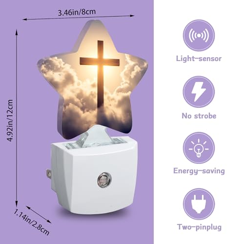 Image of Night Light,Cross Night Lights Plug into Wall Cloud Sunset Decorations for Bedroom Bathroom,Dusk to Dawn Sensor Kitchen Hallway Stairs Energy Efficient Desk Lamp