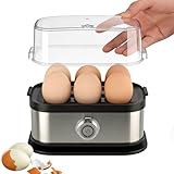 Cozary Hervidor de huevos - Cocedor de huevos compacto de 400 W, 6 huevos fáciles de pelar, huevos pasados por agua, huevos en su punto, huevos duros, pocher, luz indicadora