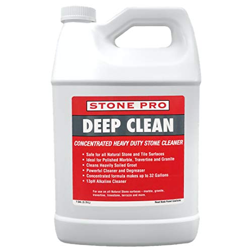 Stone Pro Deep Clean NON-Acidic Alkaline Cleaner Concentrate For Cleaning Polished, Honed, Flamed or Tumbled Marble, Travertine, Grout, Granite, Limestone & All Ceramic, Porcelain Surfaces (1 gallon)