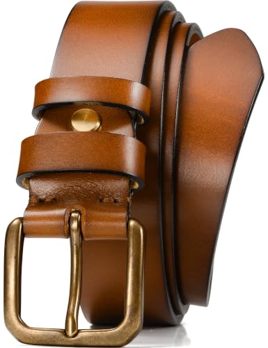 Image of WOLFANT Thicken Full Grain Leather Belt for Men,1.5 inch Italian Solid Leather | All-Day Comfy Heavy Duty Leather Belt for Casual, Work and Daily Wear