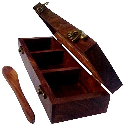 Boîte en bois de rangement pour épices et bijoux compartimentée