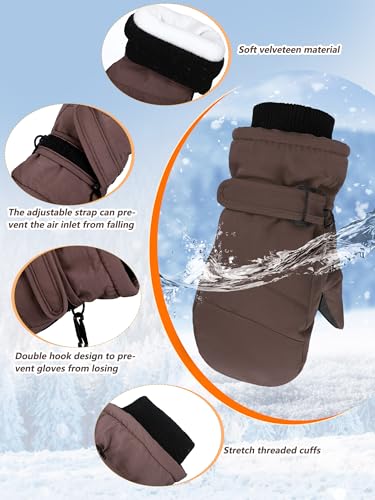 Image of SATINIOR Kids Snow Mittens Waterproof Winter Ski Gloves Warm Thicken Snow Gloves for Girls Boys