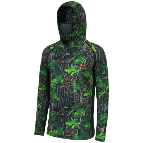 BASSDASH Men's UPF 50+ Camo Long Sleeve Hunting Hooded Shirt with Mask