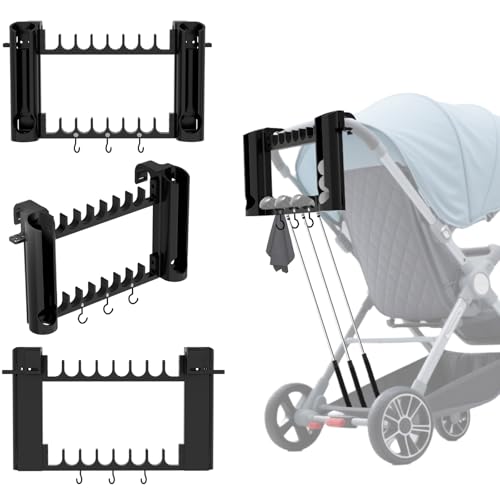 JunSenx Golf Stroller Attachment - Stroller Golf Caddy & Golf Club Holder, PETG Safe & 16-Club Capacity, Fits Baby/Toddler Strollers, Golf Accessories for Men, Ideal for Family Golf Trips