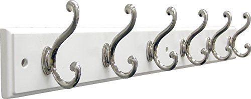 Headbourne 93785E Rail 6 Chrome Hooks, White Board Coat Rack, 26" Hookrail