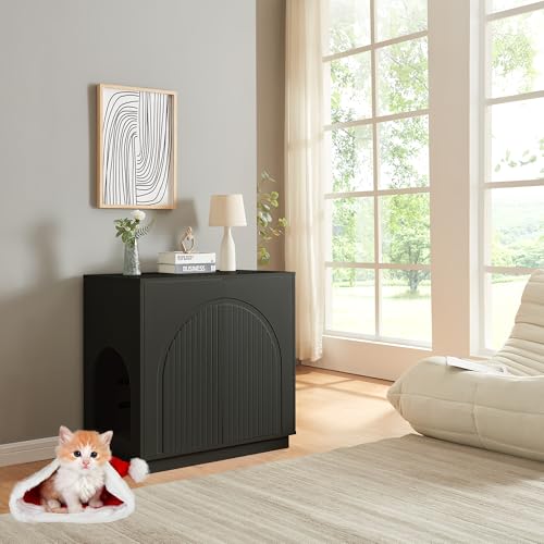 MtuxuYR Caixa de areia para gatos Mobiliário Caixa de Areia XL Caixa de Areia com Portas de Entrada
