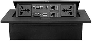 ANDTRONICS Hydraulic Pop Up Box/Cable Cubby with HDMI, Audio, LAN, USB & Power Ports - Black (CA..