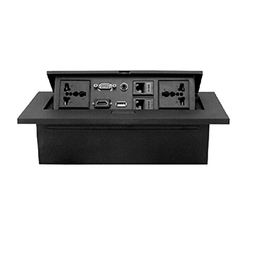 Hydraulic Pop Up Box/Cable Cubby with HDMI, Audio, LAN, USB & Power Ports - Black (CABCUBHDMI-B)