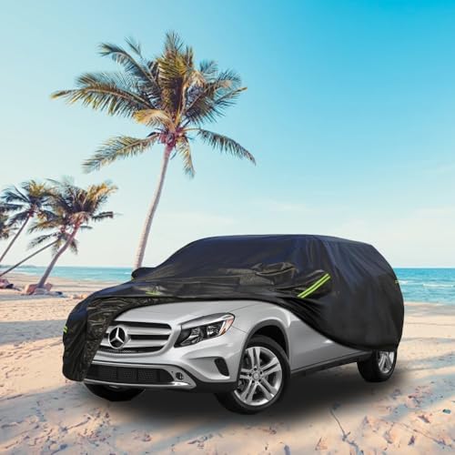 Image of KouKou Waterproof SUV Car Cover Suitable for Mercedes Benz GLA200 GLA250 GLA35 45 from 2013 to 2025, 7 Layers Windproof All Weather Waterproof Outdoor Cover Sun Rain UV Dust Snow Protection. Black