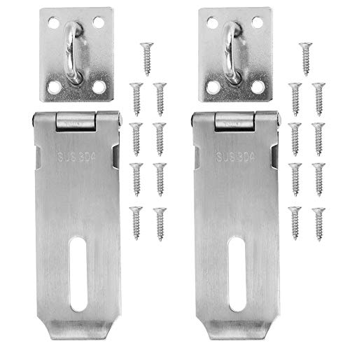 Image of 2 Pcs Padlocks, Hasp Stainless Steel Security Door Clasp Hasp Lock Gate Bolt Lock for Gate Shed Drawer Cupboard Furniture
