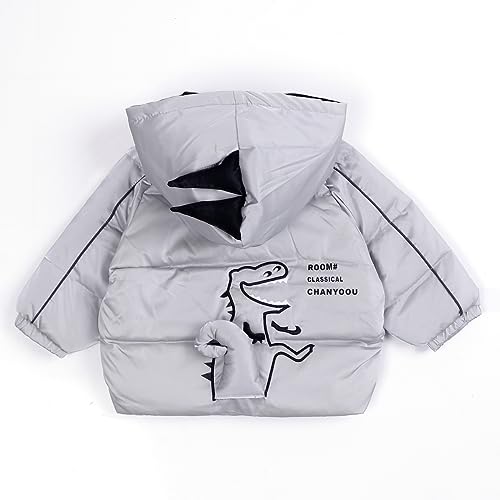 Image of Bold N Elegant Kid's Standard Length Polyester Winter Dinosaur Bomber Jacket Hoodie Puffer Quilted Jacket Coat for Baby Boys and Girls