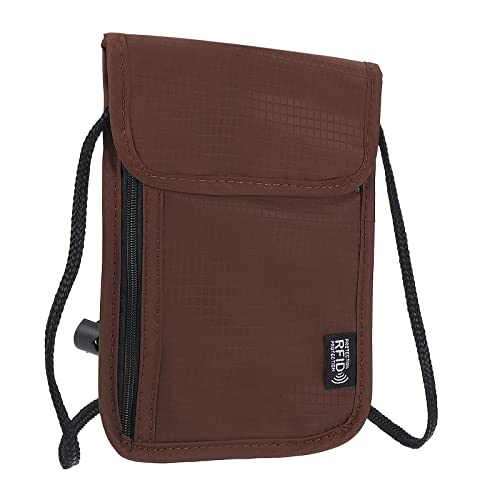 Image of PATIKIL Neck Wallet, Passport Holder Neck Pouch RFID Blocking Waterproof Neck Travel Wallet for Women & Men, Brown