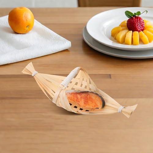 Set de 5 platos para sushi de madera tejida miniatura 5