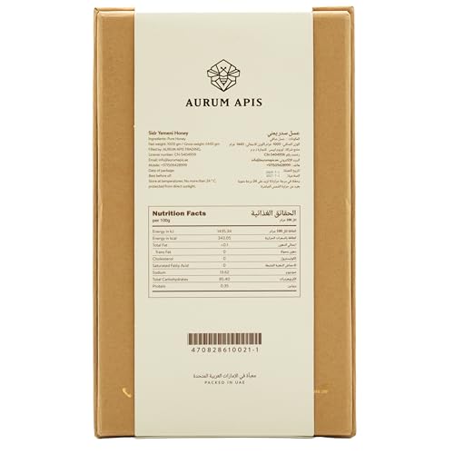 Image of Aurum Apis Raw Yemeni Sidr Honey, 100% Raw Unfiltered Pure Honey, Hand Harvested Organic Honey, Non-GMO, Unprocessed Certified Organic Honey from Sidr Tree Blossoms, Rich Flavor & Aroma, Honey Jar (1kg)