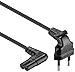 Produktbild XTC Netzkabel 0,50m schwarz, Eurostecker auf 2-Pin Euro Doppelbuchse C7, 90° abgewinkelt, für Flat-TVs, Monitore, Radios, etc