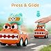 iPlay, iLearn Press to Go Animal Car Toys for Toddlers 1-3, Baby Push Go Friction Racing Cars Toy, 3pcs Infant Play Vehicle Set for 12 18 24 Month, 1st Birthday Gifts for 1 2 3 Year Old Boy Girl Child