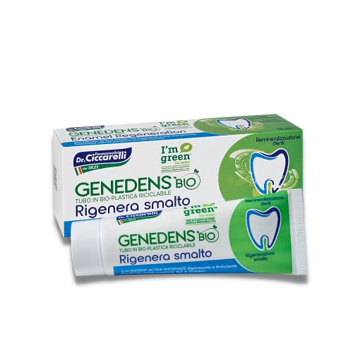 Genedens Bio, Dentifricio Rigenera Smalto, Previene la Corrosione dello Smalto Stimolandone la Naturale Rigenerazione, Tubo in Bio-Plastica Riciclabile, 100% Made in Italy, Tubetto 75 ml