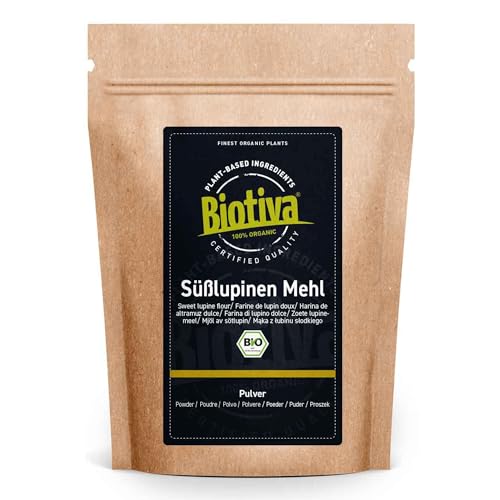 Süßlupinenmehl Bio 1kg - aus Lupinensamen - 100% naturrein - veganer Getreidemehlersatz - glutenfrei - zertifiziert und abgefüllt in Deutschland - Biotiva