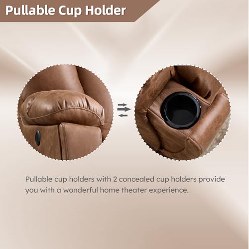 Image of CANMOV Power Lift Recliner Chair with Massage and Heat for Elderly, Overstuffed Wide Recliners, Heavy Duty and Safety Motion Reclining Mechanism with USB Ports, 2 Concealed Cup Holders, Brown