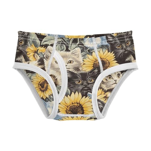 Wusikd Cute Cats Boys' Underwear Cotton Sunflowers Funny Boys Briefs Soft Toddler Underwear 2T