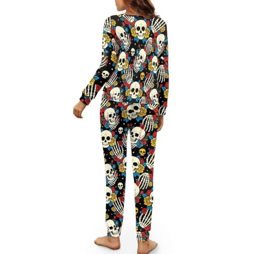 Image of Womens Lounge Set Long Sleeve Soft Pajama Sets | Casual 2 Piece Pj Outfit, Crewneck Sleepwear with Pockets, Adjustable Drawstring, Soft Comfy Fall Pajamas, Plus Size